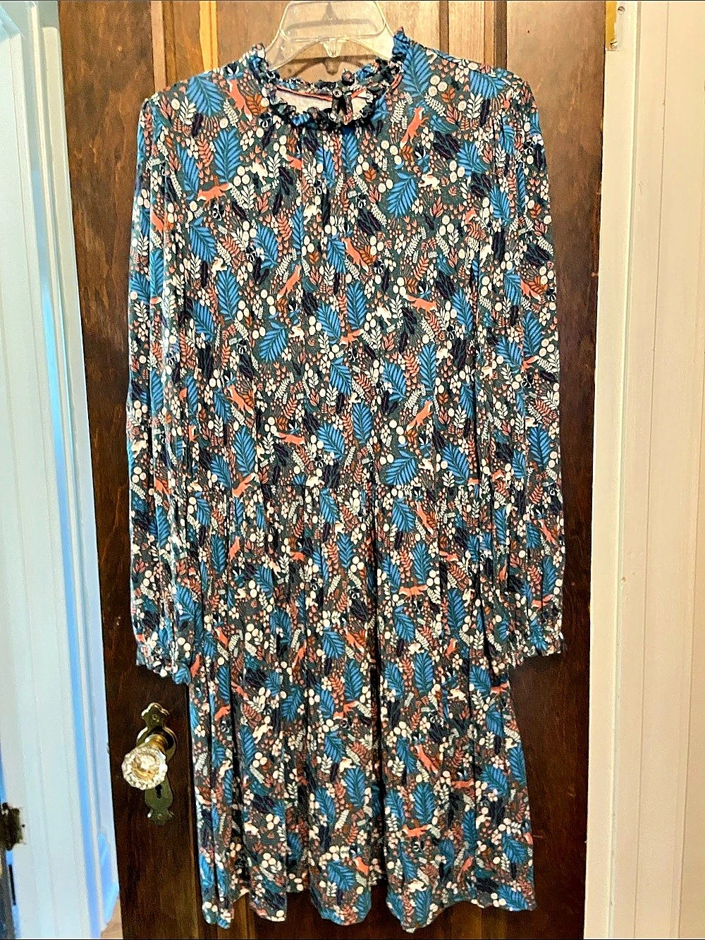 Boden Woodland Animal Print Jersey Dress 14